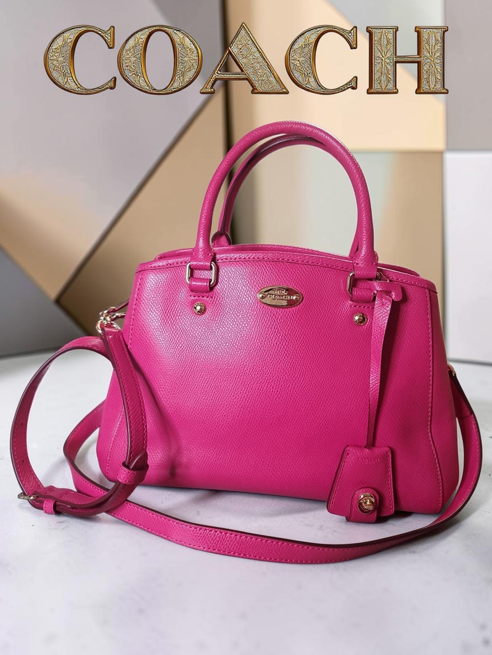 Coach Hot Pink Leather Crossbody Satchel